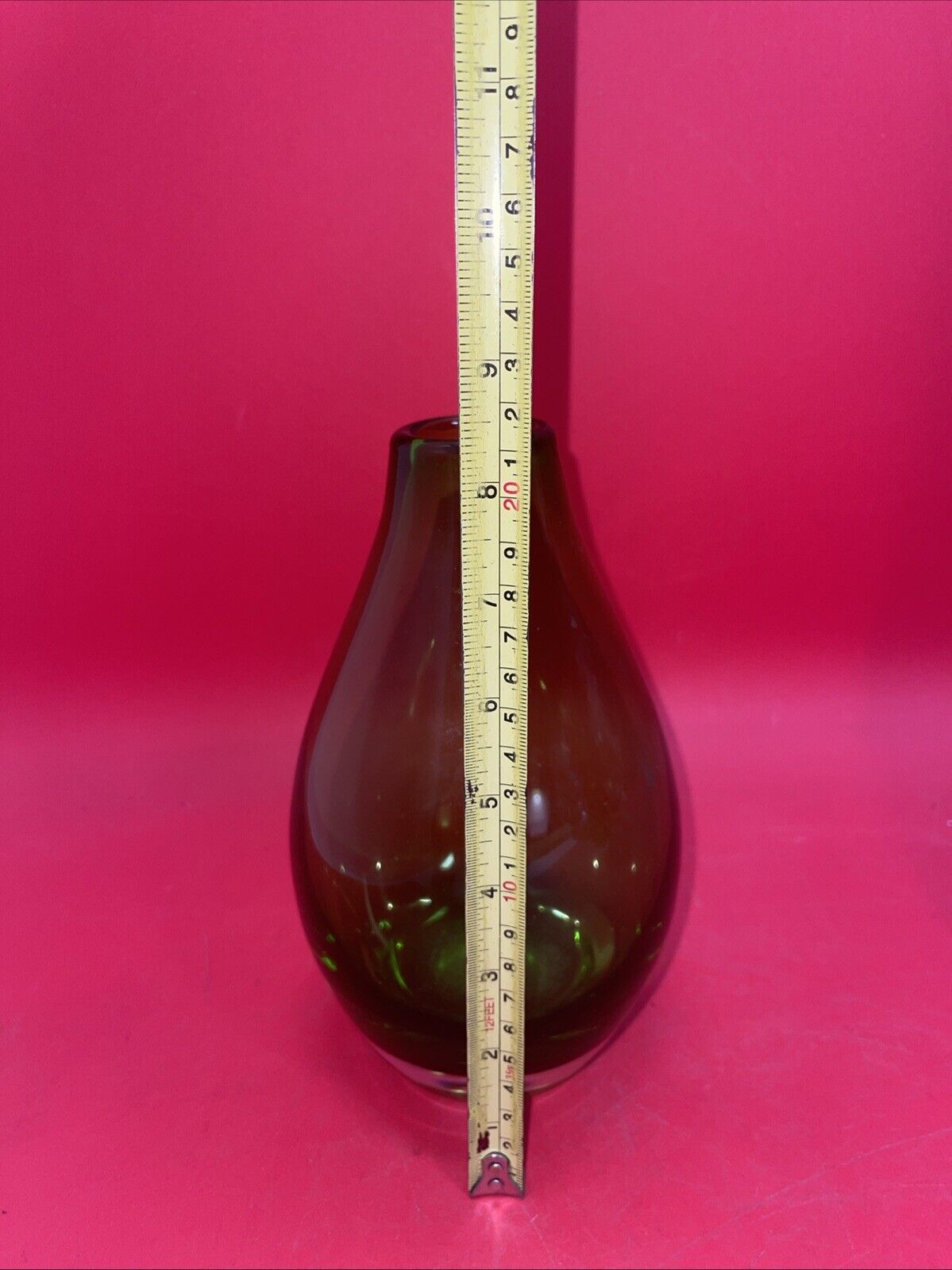 Contemporary Green Handblown Vase 8”H