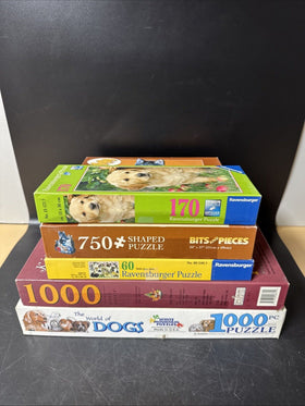 Vintage Puzzles With Animals/ Lot Of 5 Used *4