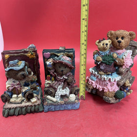Vintage Teddy Bear Bookends Porcelain Resin Heavy Nursery Decor &  Bear Musical