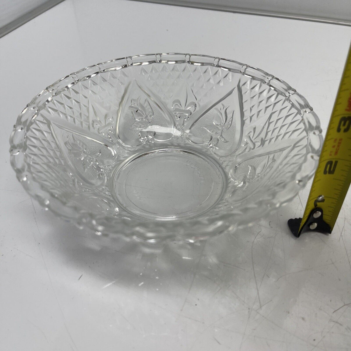 Vintage 1970s KIG Indonesia  LA FLEUR HEART Embossed Glass Candy Dish /set 2