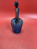 Victorian BOHEMIAN BLUE & Amber Handle Hand Blown & Hand Painted Art Glass Cruet