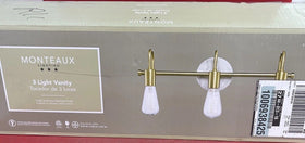 Hensley 21 in. 3-Light Gold and Faux Marble Bathroom Vanity Light Fixture