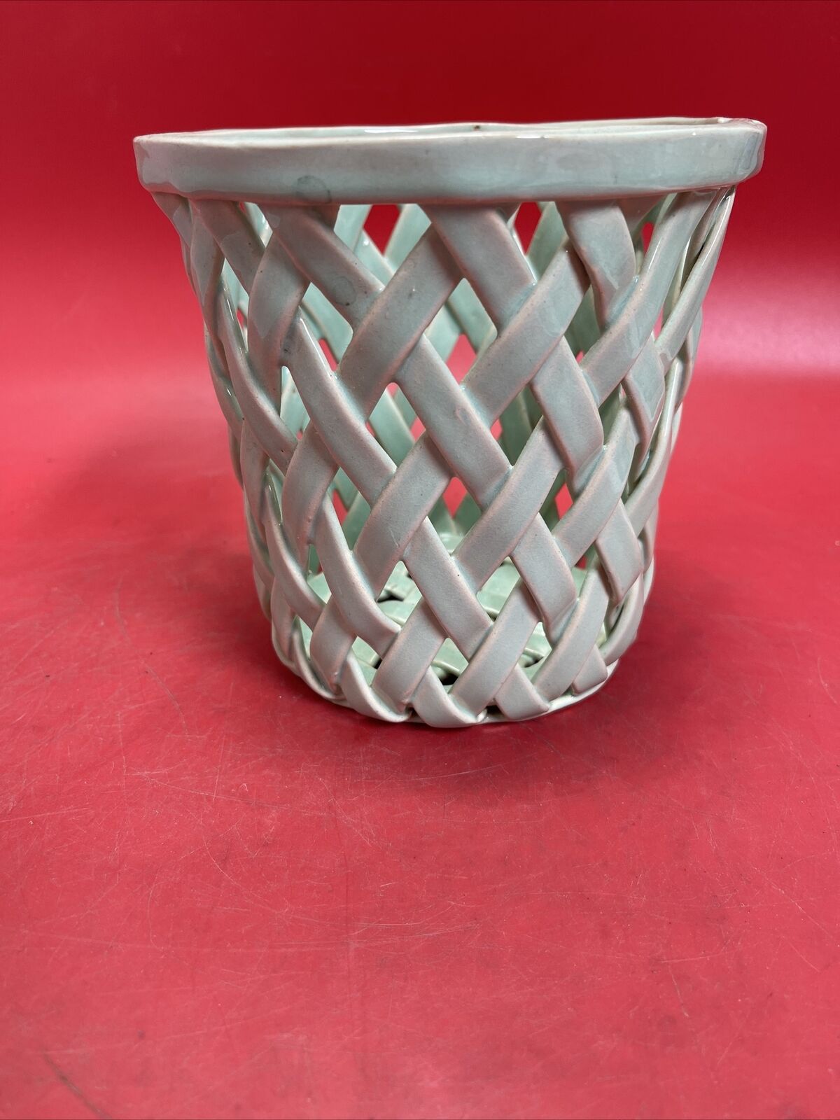 Pottery Basket Ceramic Woven Lattice Basket