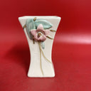 Vintage McCoy White porcelain Vases/ Two  BLOSSOM TIME/RAISED DOGWOOD  Flowers