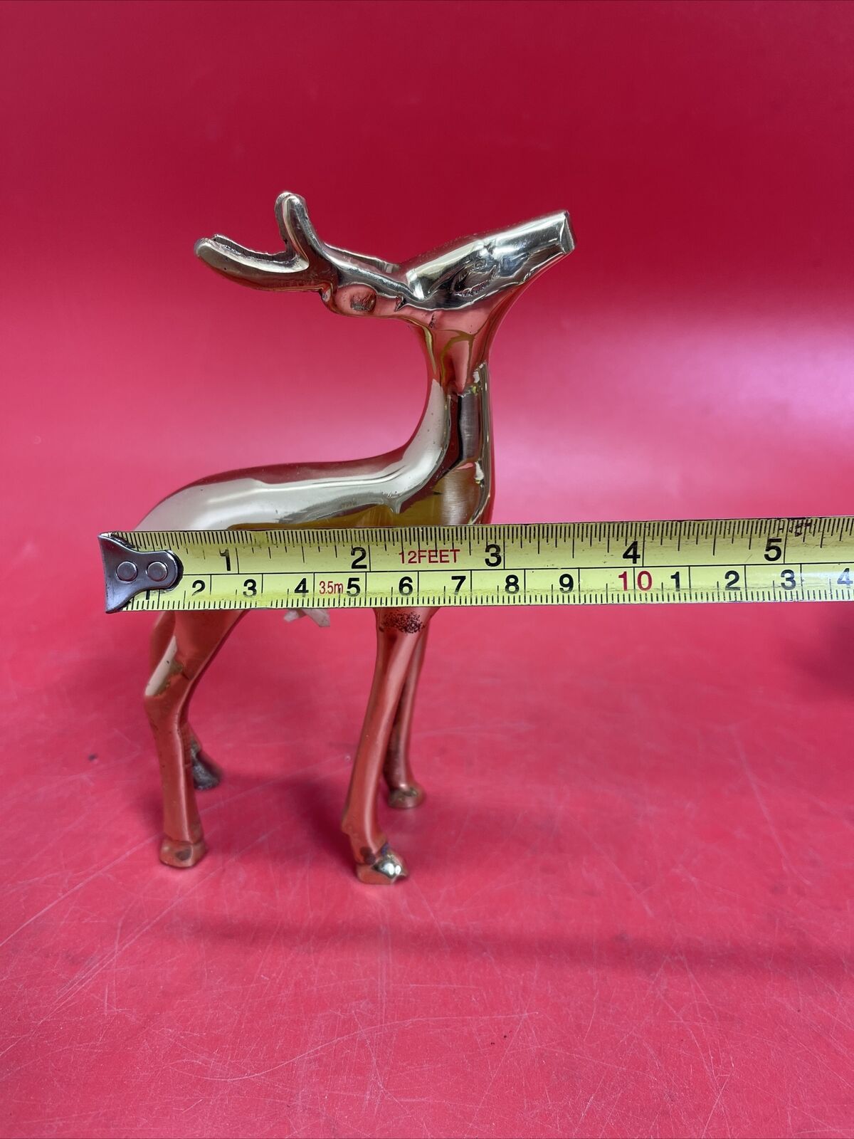 Vintage Mid-Century Modern Solid Brass Stag, Hind and Doe Figurines