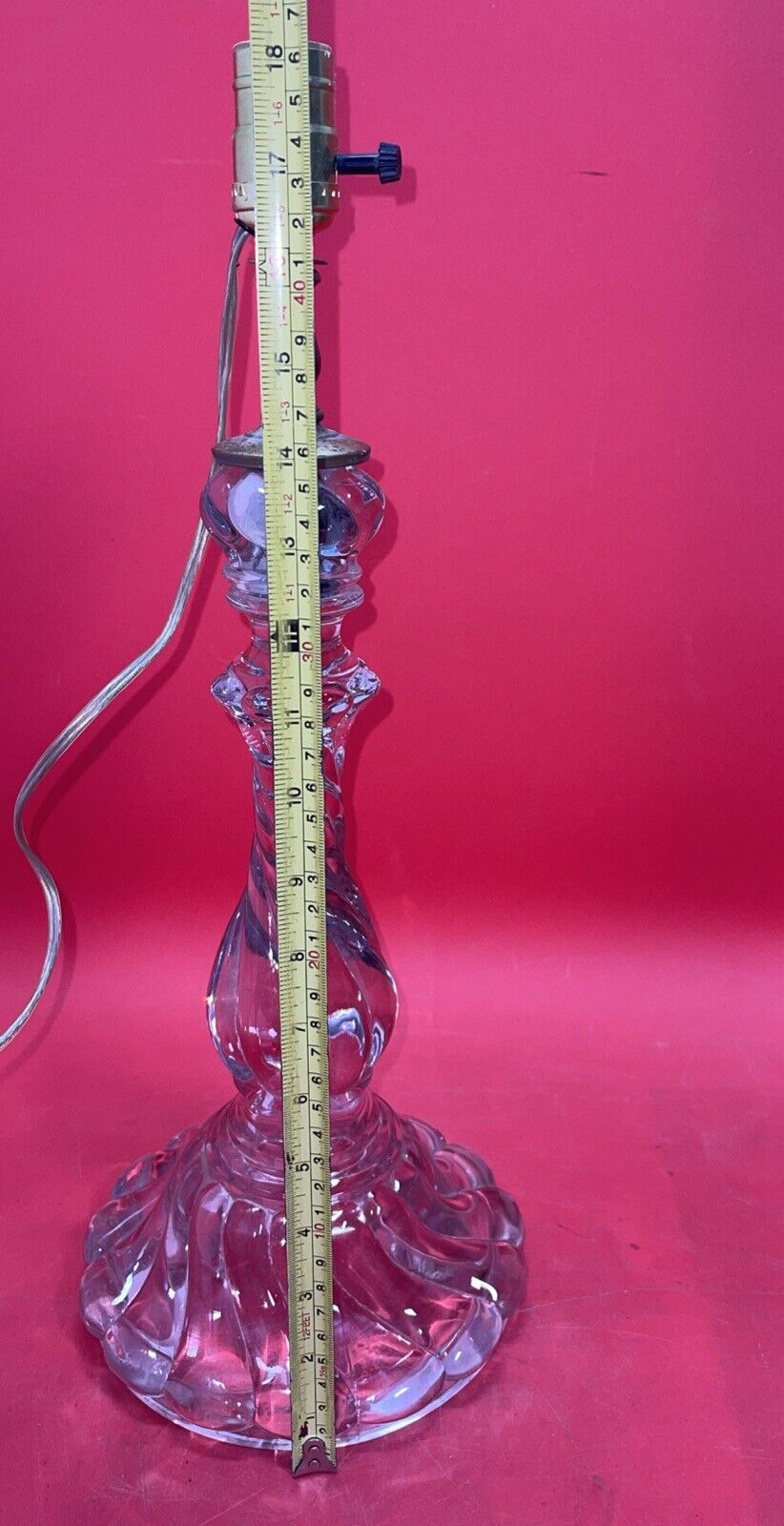 VINTAGE  CRYSTAL TABLE GLASS LAMP  by FOSTORIA Colony Swirl