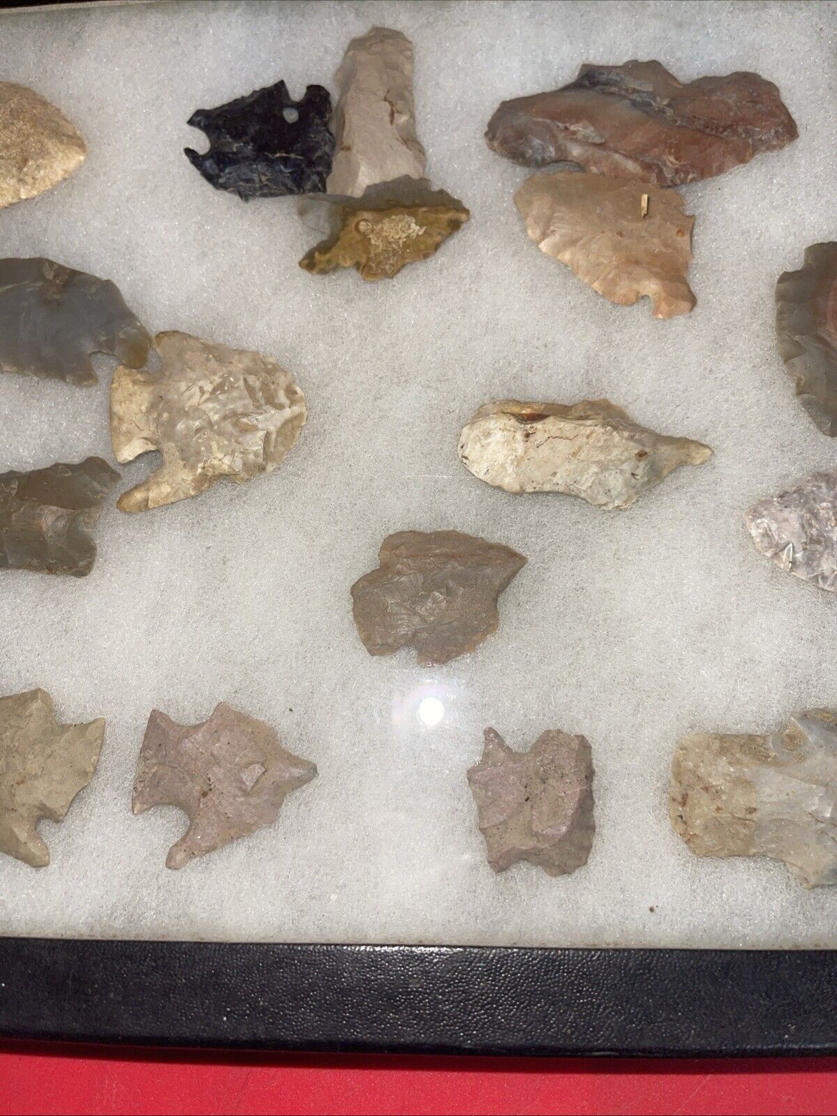 Native American Artifacts Lot 24 w/ Frame Arrowheads Collection 12”x8” Frame #4
