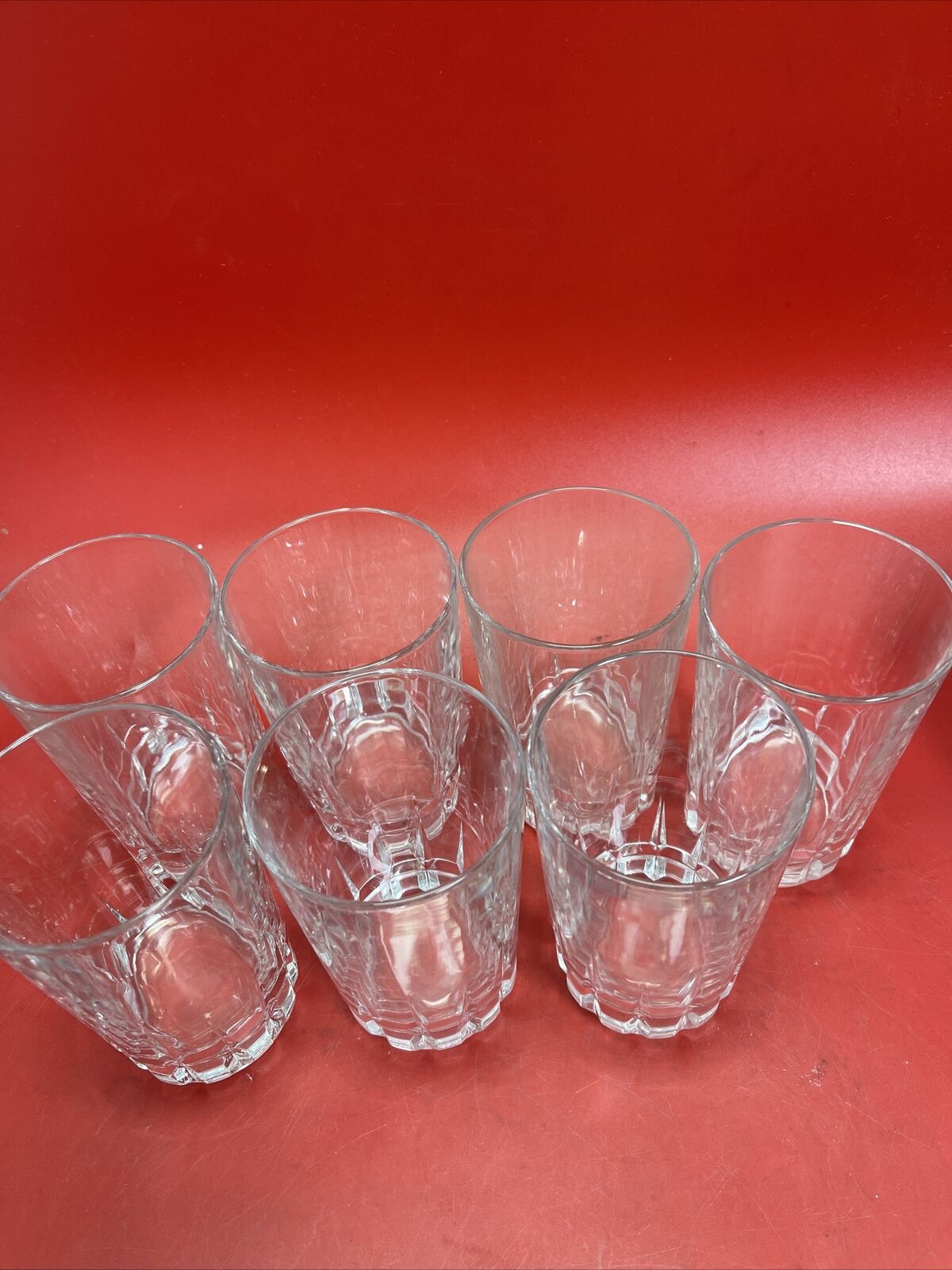 Vintage Lot of 7  crystal faceted double old fashioned glasses