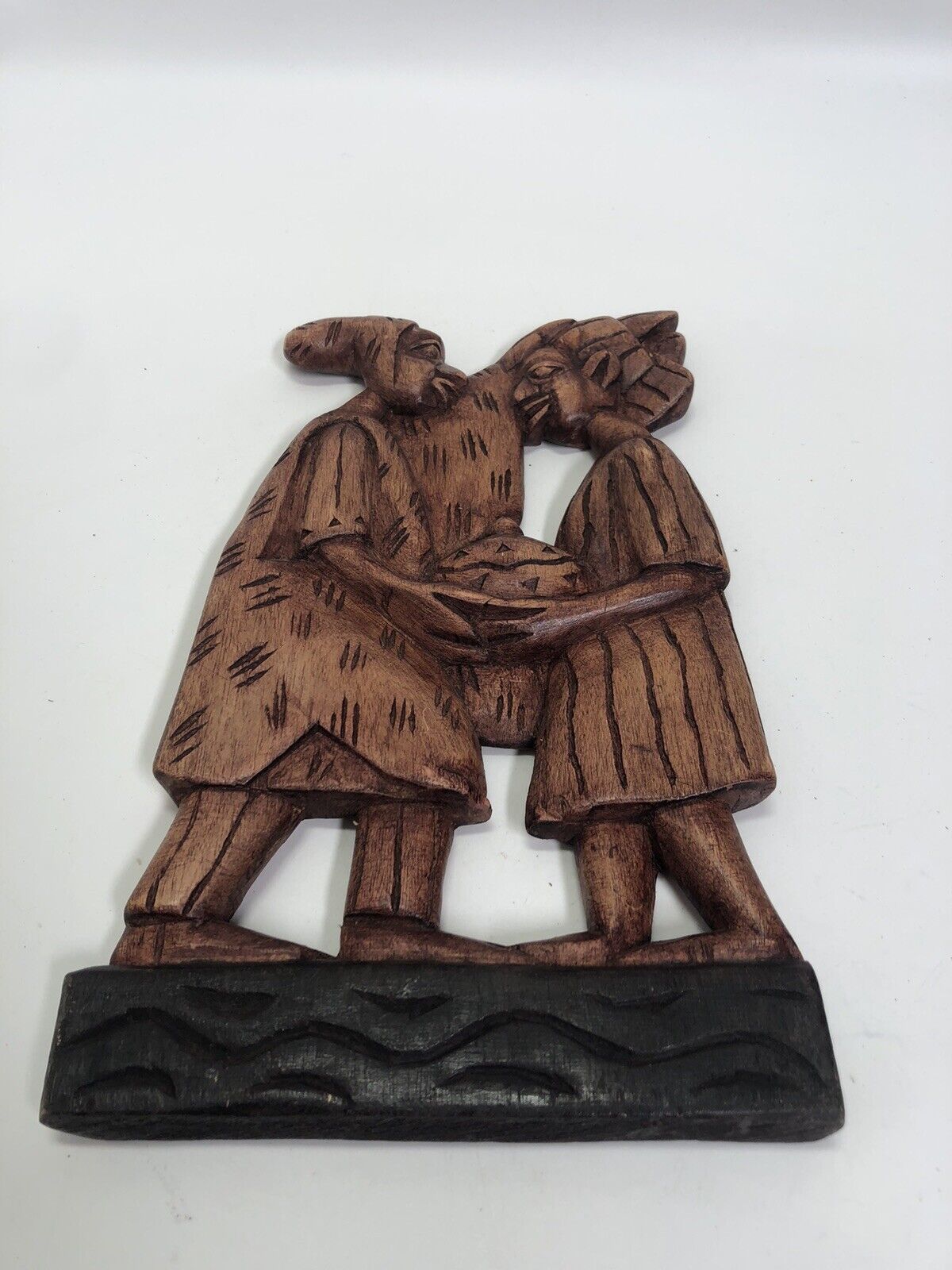 Vintage Hand Carved Unique,  Folk Art Shelf, Wooden