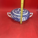 Antique Petrus Regout Maastricht large Blue Willow dish with lid