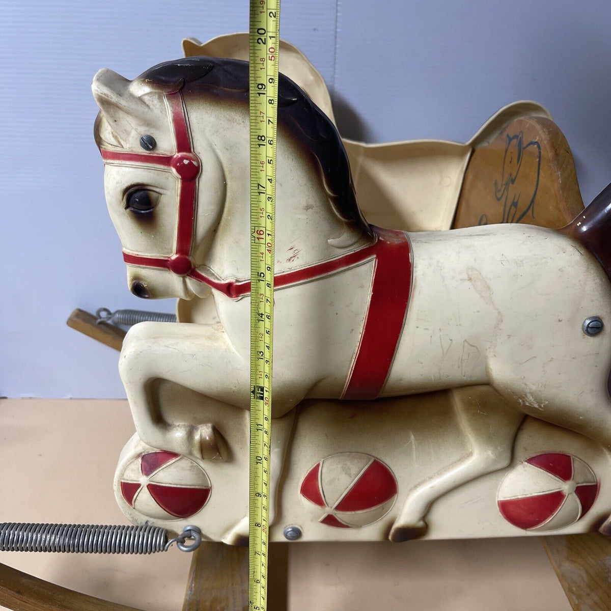 Vintage Delphos Bench Rocking Horse On Springs. Child Toy.