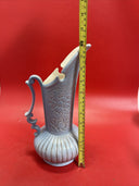 Vintage Red Wing Art Pottery 1943 Antique Blue Floral Pitcher 12"