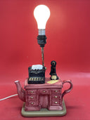 World Bazaars Ceramic Desk Teapot Electric Tabletop Lamp