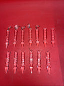 13 Vintage Clear Crystal Glass  Cut Spear Prisms  Lamp Parts 4” #7