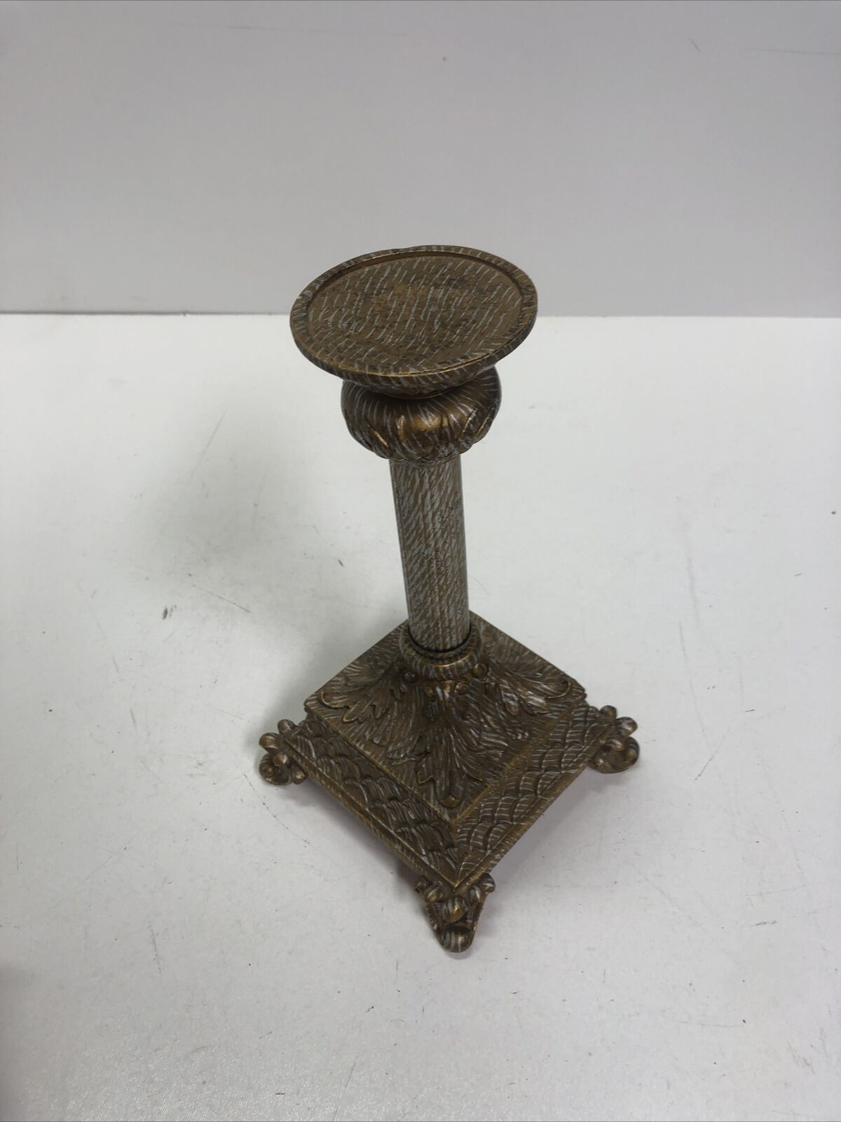 Pillar Candle Holder Resin Marble Ornate Column Base 10" Retro Home Decor