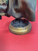Porcelain Doll Green Velvet Dress & Hat On Stand