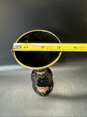 Norleans Black Vase with Pink Flower Oriental Vase Made In Italy Gold Trim