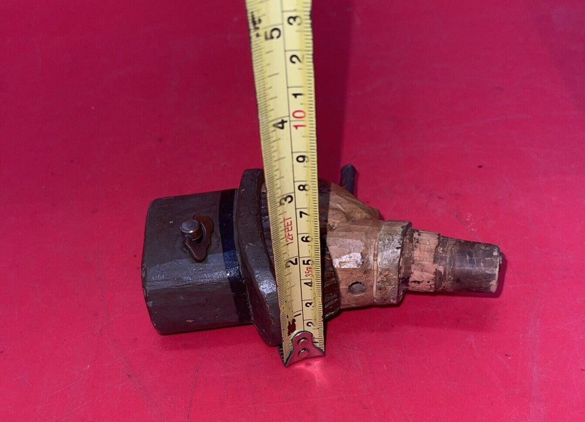 Man with Hat Bottle Spout with Music Box Hand Carved Wood Vintage
