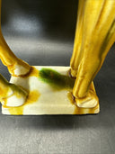 Vintage Drip Style Glaze Ceramic War Horse Figurines/lot 3