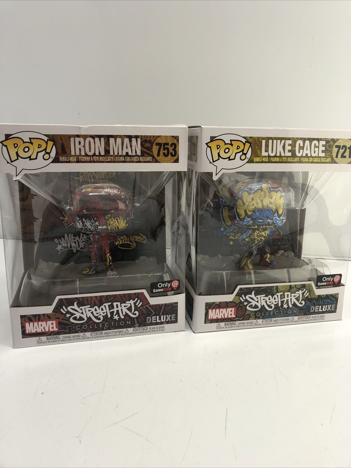 Funko POP! Deluxe Marvel Street Art Collection Iron Man #753 Luke Cage #721