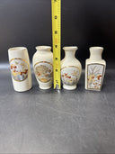 Vintage Art Mini Vase Japan Humming Bird Peacock/ Lot Of 4
