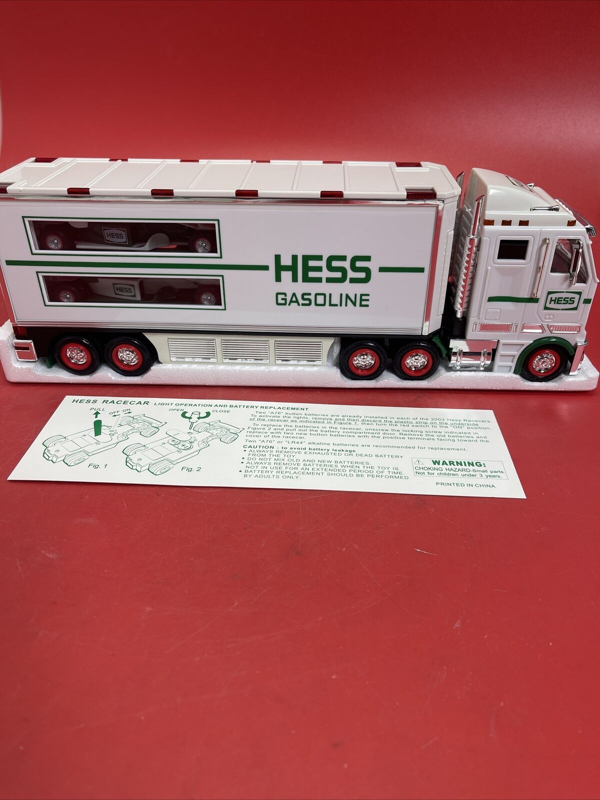 Hess Gasoline 2003 Hess Truck With Racecars 14"