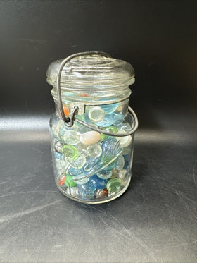 Vintage Collectible Marbles Balls in Jar Decor #1