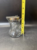 Vintage Heisey Crystal Syrup Pitcher With Chrome Lid