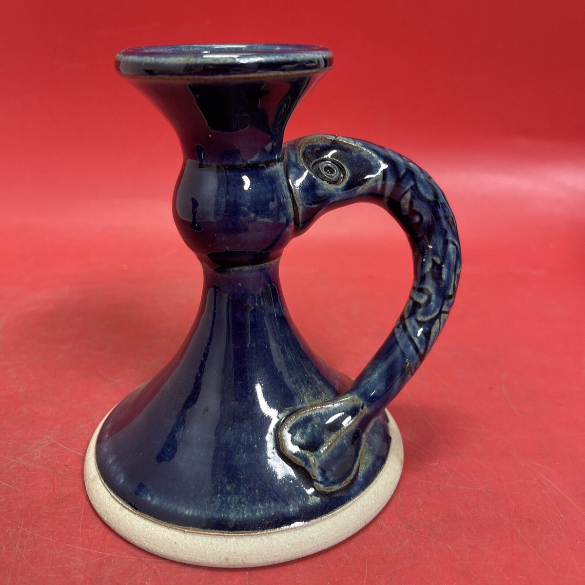 Vintage Celtic Clays Pottery ,Blue Fish Candle Made In Ireland