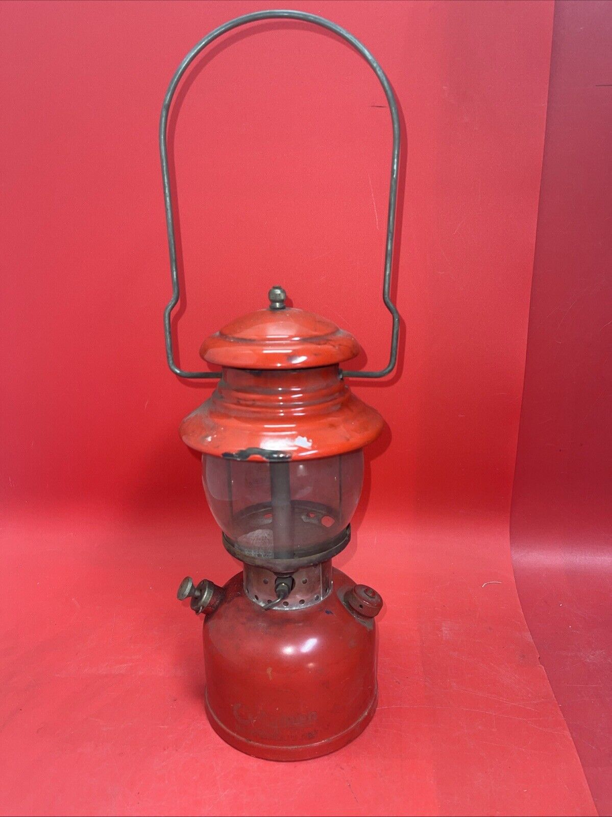 Vintage Red Coleman Model 200A Black Band Lantern
