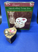 Vintage Heart Shaped Marble Stone Trinket Boxes/ Lot Of 2