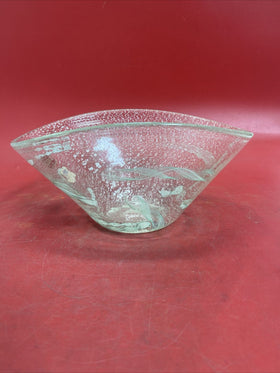 Vintage Italian Venetian  Italy Glass Green& White  Bowl