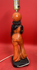 Vintage MCM Black Nubian Blackamoor Genie Chalkware Lamp