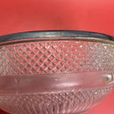 Vintage pressed glass bowl with silver rim and fork with spoon