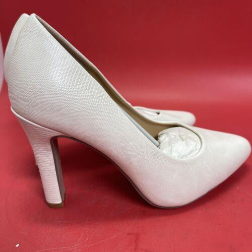 Just Fab High Heels Womens 8 Cleonia Stiletto Pumps Comfort Beige Fabric Slip On