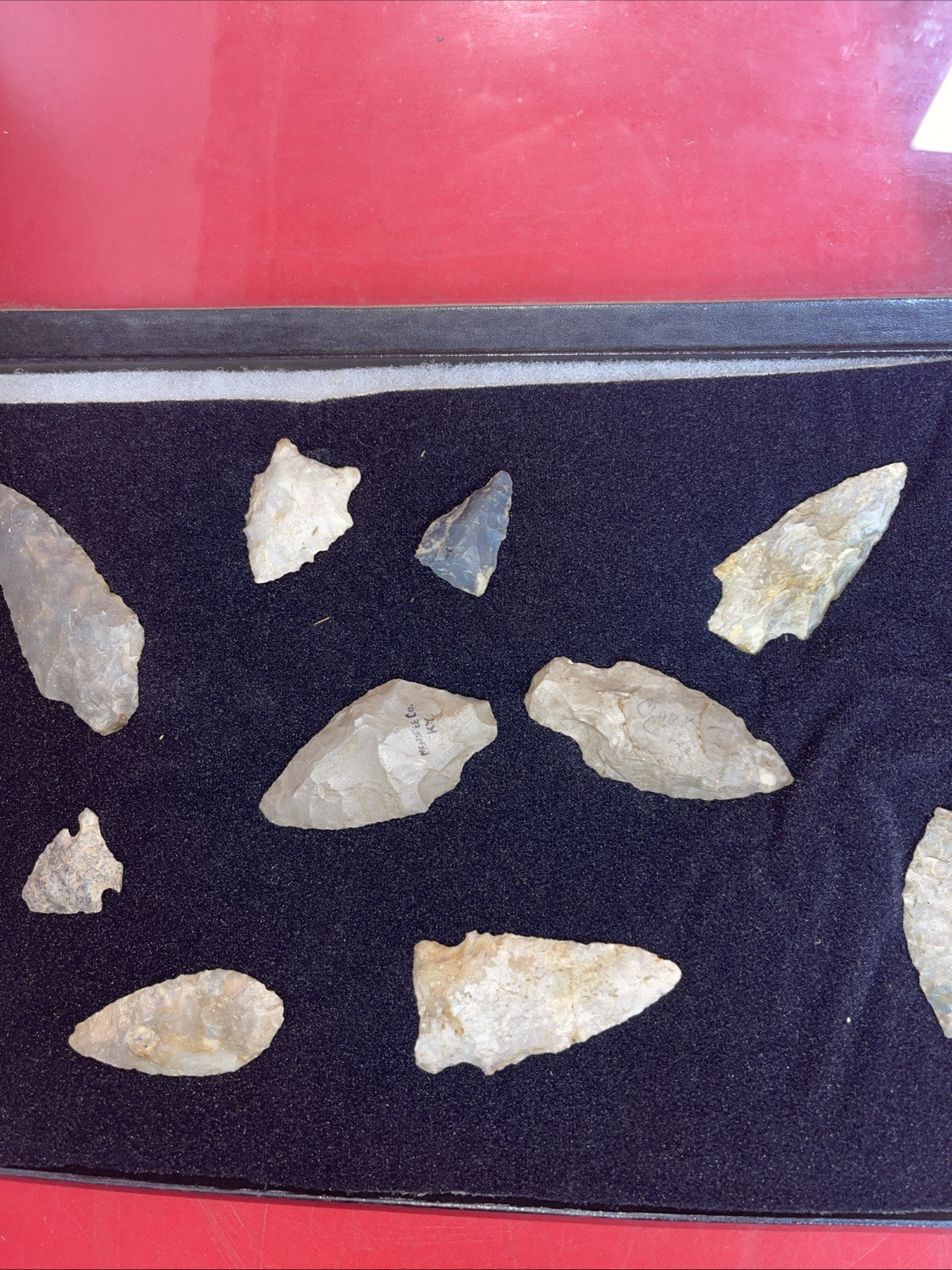 Native American Artifacts Arrowheads Lot 10 Points w/12”x8.5” Frame. #9