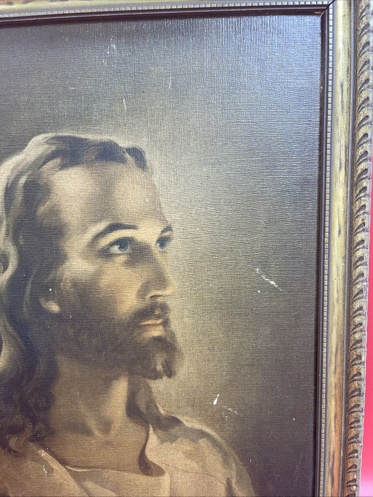 Jesus Christ Litho Print Framed Christian 1940’s  Vintage Warren Sallman 15”x12”