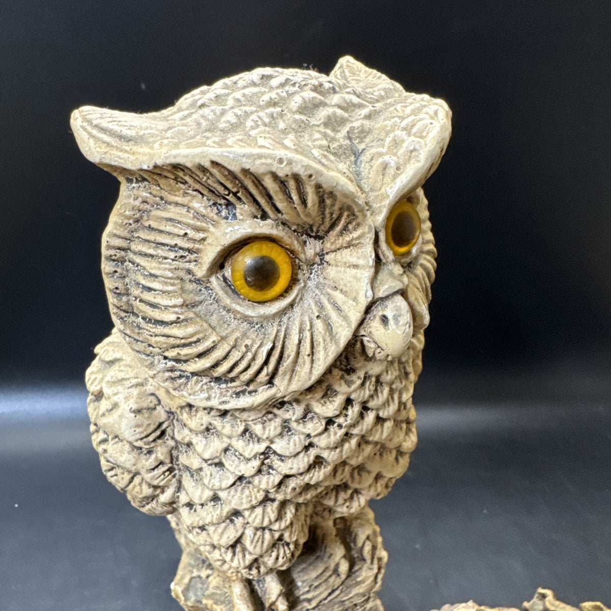 Vintage Pompadour AF 77 Owl on Branch Candle Holder Figurine Faux Wood Resin
