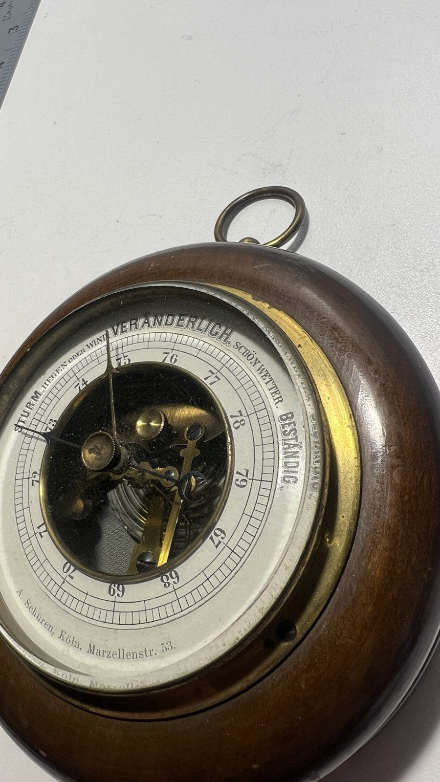 RARE: Vintage 7.5" Face Wall Barometer, by A. Schüren, Köln, Marzellenstr. 53