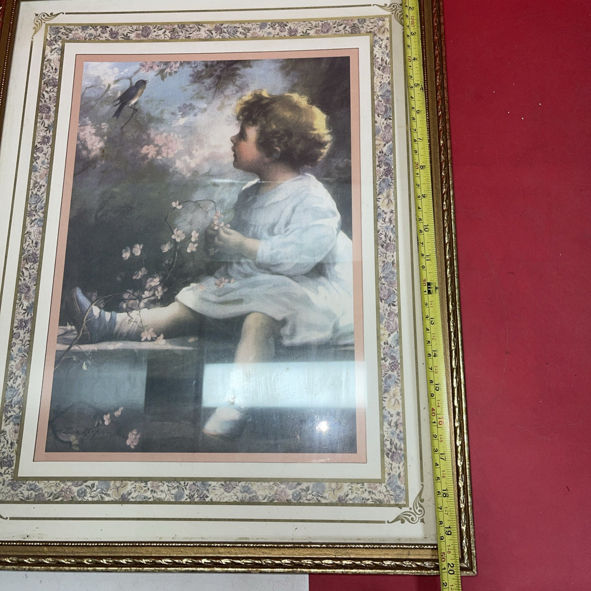 Matted Framed Zula Kenyon Bluebird of Happiness Print Picture 20 X 16 Christian