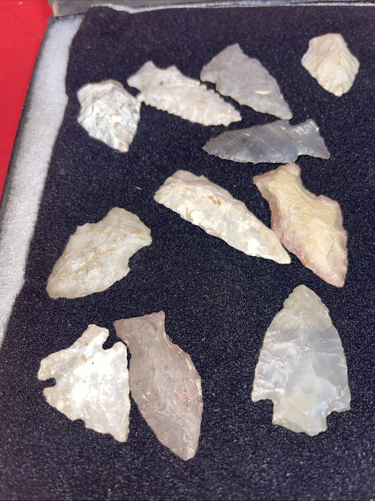 Native American Artifacts Lot 24 w/ Frame Arrowheads Collection 12”x8” Frame #11