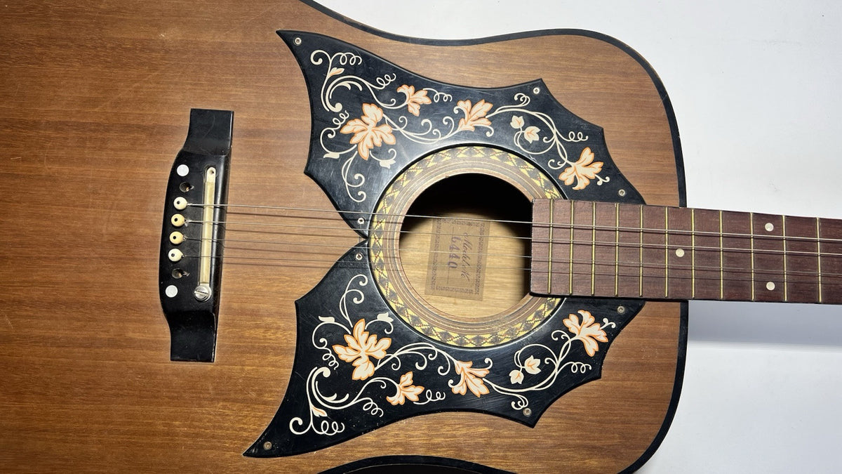 Vintage Checkmate G440 Acoustic Guitar - Needs Repair, Scratches & Missing Parts