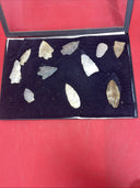 Native American Artifacts Lot 11 w/ Frame Arrowheads Collection 12”x8” Frame #14