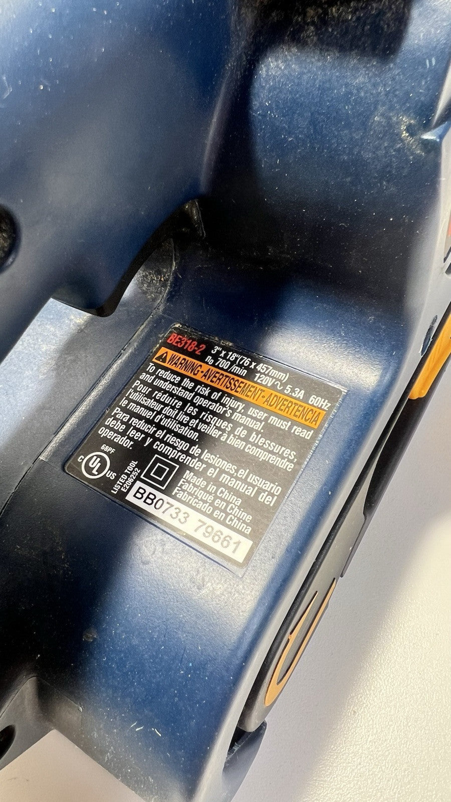RYOBI BE318-2, 3" X 18" BELT SANDER