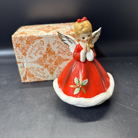 Vintage Josef Originals Christmas 1950s Angel Girl Music Box Holly Kitschy