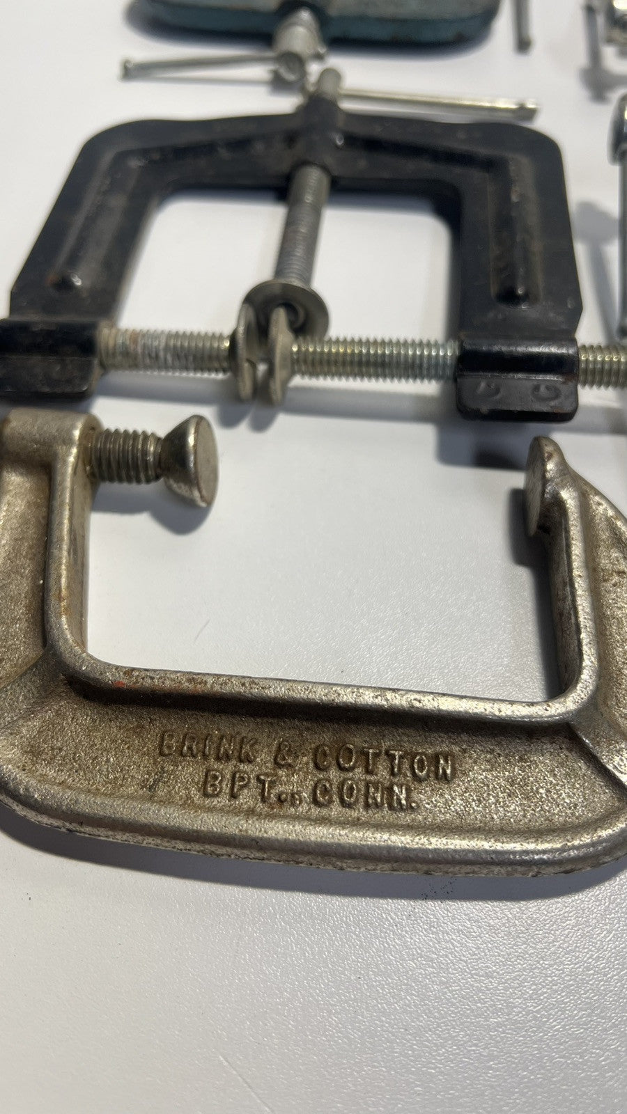 Large Lot 13 of Vintage & Modern C-Clamps -Adjustable, Heavy Duty, Various Sizes