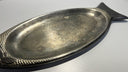 Vintage Silver-Plated Asian Fish Platter with Gold Trim - Made in China 18”x7.5”