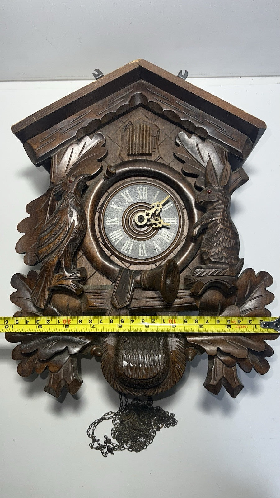 Vintage Black Forest German Hunter Cuckoo Wall Clock - Deer & Game Theme Unteste