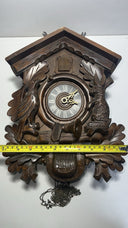 Vintage Black Forest German Hunter Cuckoo Wall Clock - Deer & Game Theme Unteste