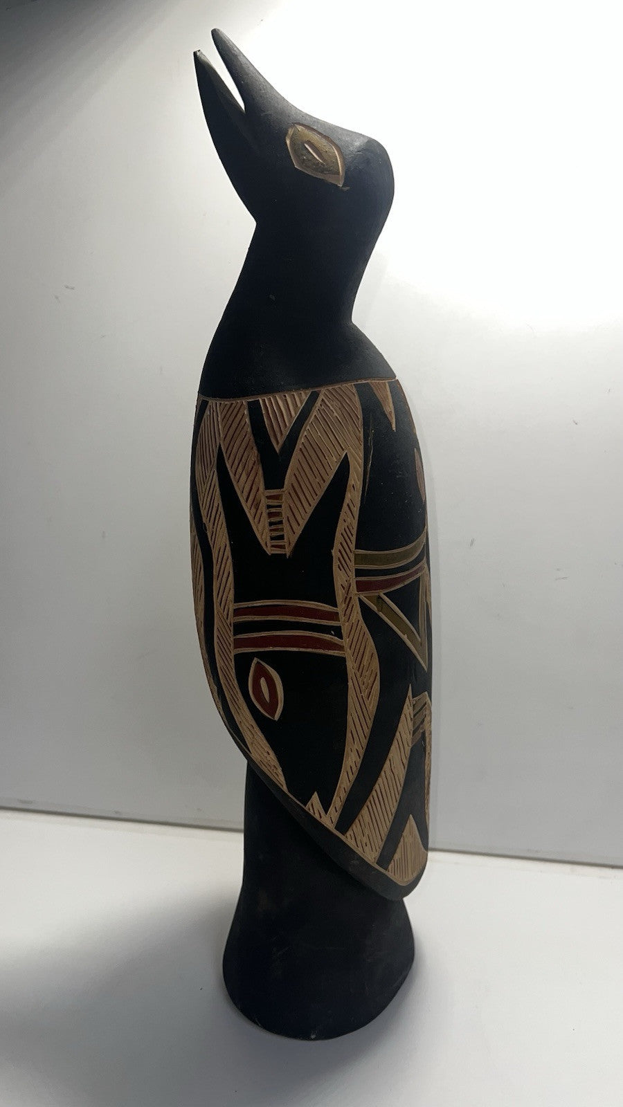African Tribal Carved Wooden Bird Sculpture - Handcrafted Ethnic Art Décor